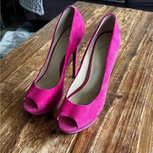 Brian Atwood FLORENCIA pink suede with glitter heels